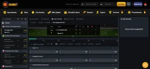 Live-Bereich von Donbet mit Sportkategorien und laufenden Wettmärkten